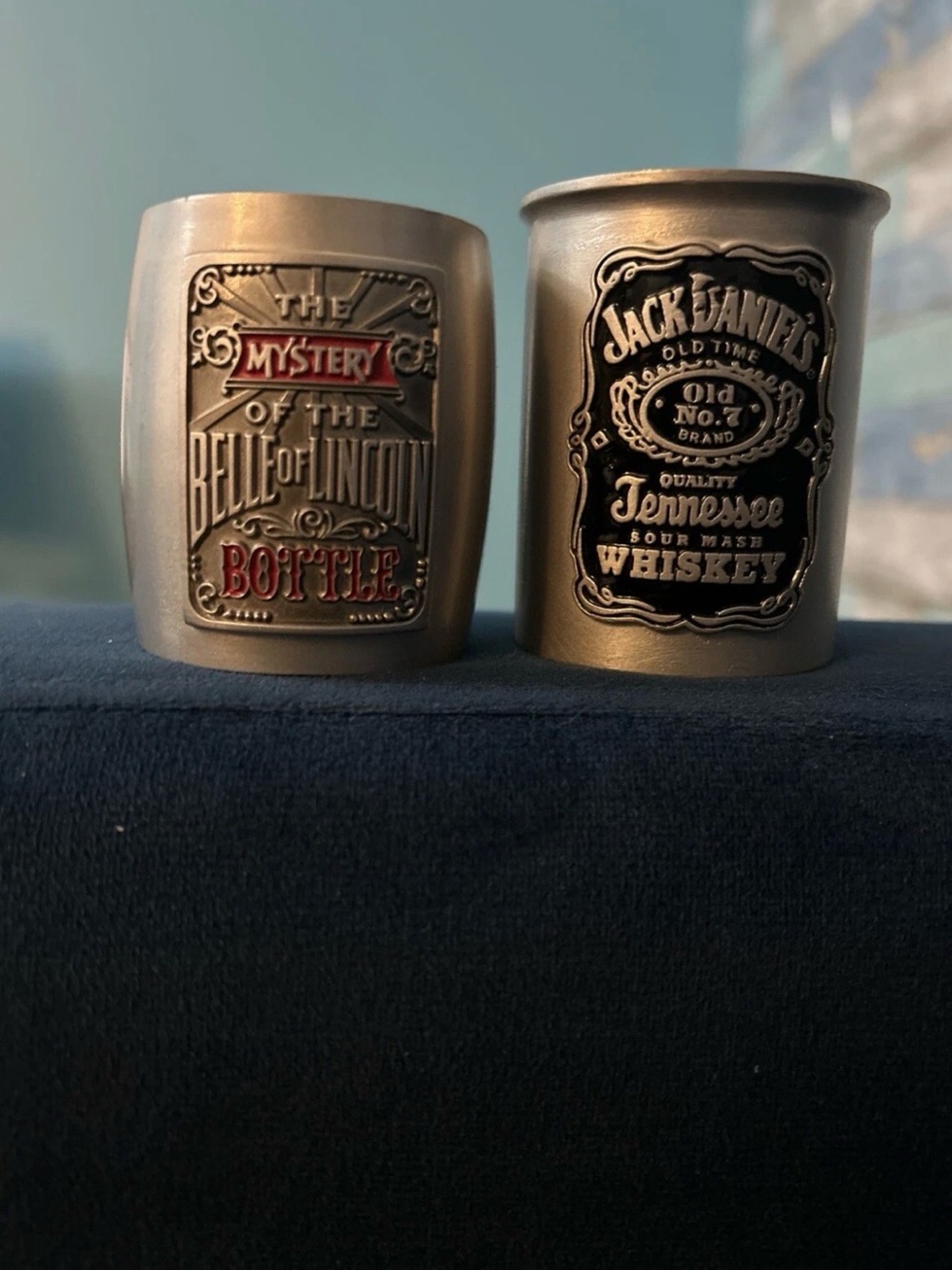 Jack Daniels Shot Glasses Metal 2002 Lot Of 2